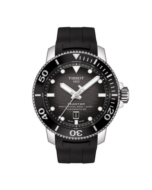Produktbilde av Tissot Seastar 2000 Professional Powermatic 80 med sort urskive og sort gummirem. Ref. T120.607.17.441.00.