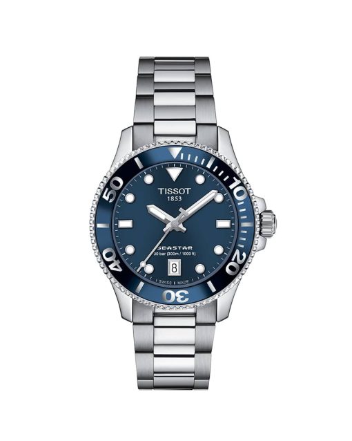 Produktbilde av Tissot Seastar 1000 36mm med blå urskive og lenke. Ref. T120.210.11.041.00.