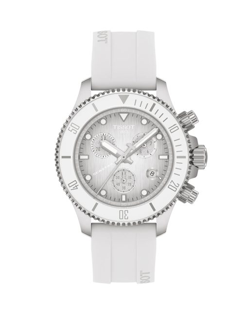 Tissot Seastar 1000 Quartz Chronograph 38mm - T120.217.17.011.00. Hvit tallskive. Hvit gummirem.