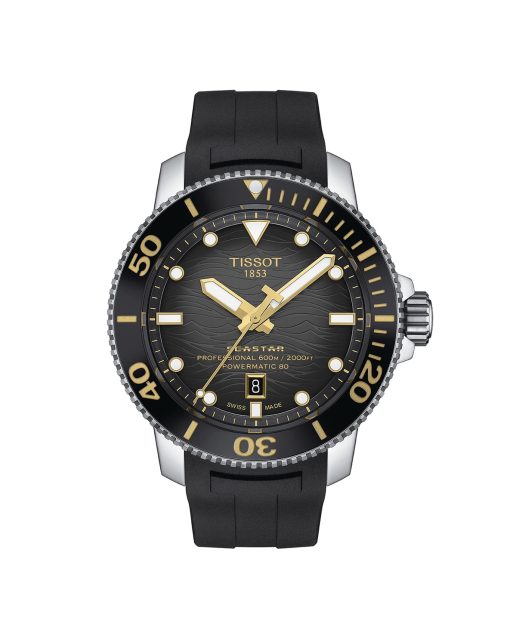 Produktbilde av Tissot Seastar 2000 Professional Powermatic 80 med sort urskive og sort gummireim. Ref. T120.607.17.441.01.