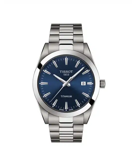 Produktbilde av Tissot Gentleman Quartz Titanium med blå tallskive. Referanse T127.410.44.041.00