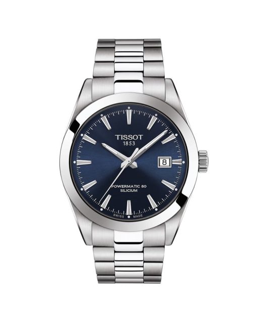 Produktbilde av Tissot Gentleman Powermatic 80 Silicium med blå tallskive og stål lenke. Referanse T127.407.11.041.00