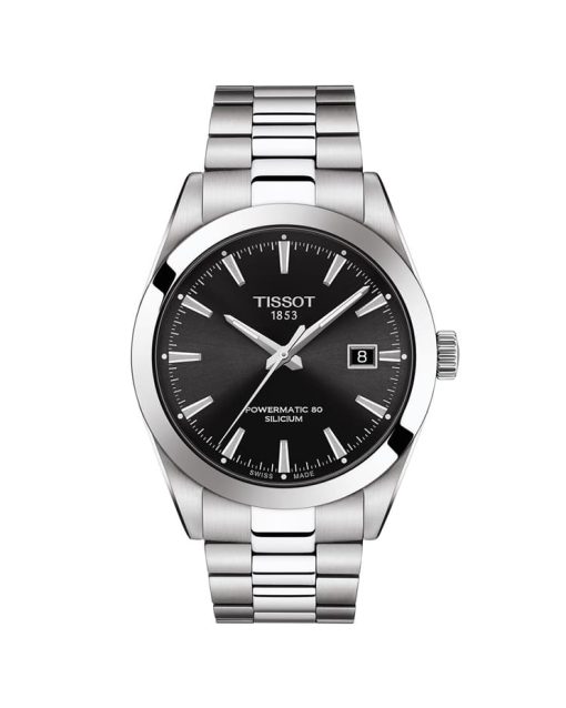 Produktbilde av Tissot Gentleman Powermatic 80 Silicium med sort tallskive og lenke. Referanse T127.407.11.051.00