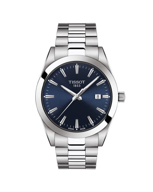 Tissot Gentleman Quartz med blå tallskive og stål lenke. Referanse T127.410.11.041.00