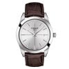 Tissot Gentleman Quartz med sølvfarget tallskive og brun skinnreim. Referanse T127.410.16.031.01
