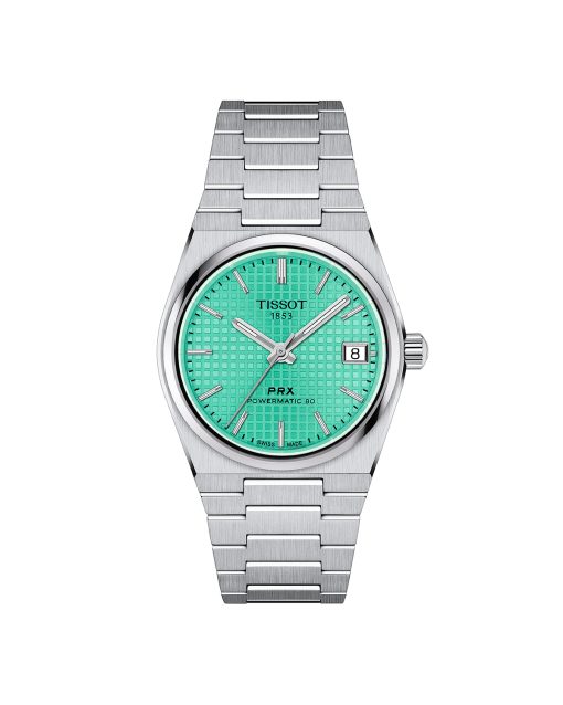 Produktbilde av Tissot PRX Powermatic 80 35mm med grønn urskive på stållenke. Ref. T137.207.11.091.01.
