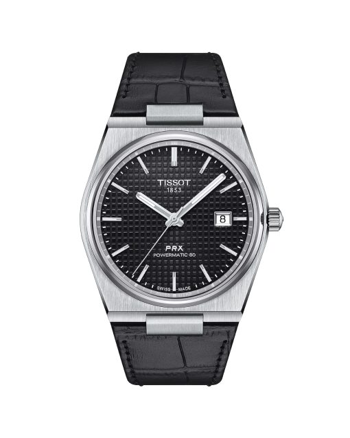 Produktbilde for Tissot PRX 40mm Powermatic 80 Ref. T137.407.16.051.00. Sort urskive og lærreim.