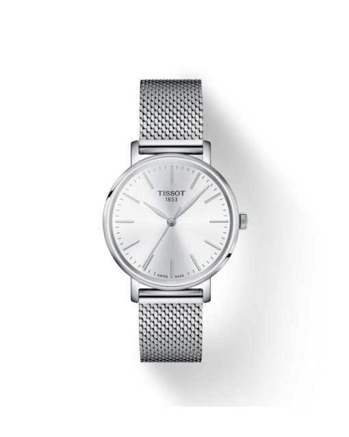 Produktbilde av Tissot Everytime Lady med sølv urskive og stållenke. Ref. T143.210.11.011.00.