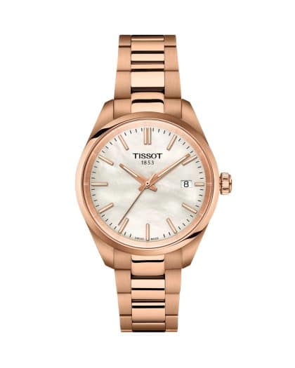 Produktbilde av Tissot PR 100 34mm med perlemor urskive på stållenke. Ref. T150.210.33.111.00.