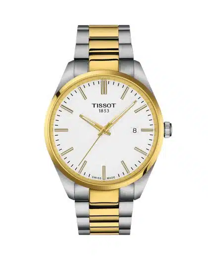 Produktbilde av Tissot PR 100 40mm med hvit urskive på stållenke. Ref. T150.410.22.011.00.