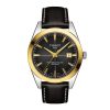 Produktbilde av Tissot Gentleman Powermatic 80 Silicium 18K gult gull med sort tallskive og skinnrem. Referanse T927.407.46.061.01