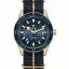 Produktbilde av Rado Captain Cook Automatic Bronze med blå urskive på tekstilrem. Ref. R32504207.