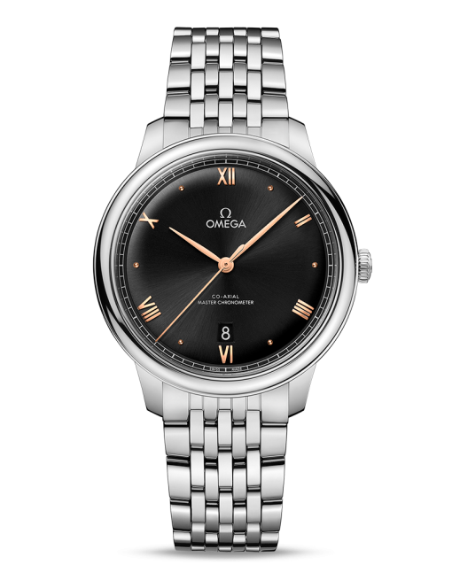 Produktbilde av Omega De Ville Prestige Co-Axial Master Chronometer 40MM med sort urskive på stållenke. Ref. O43410402001001.