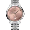 Produktbilde avOmega De Ville Prestige Co-Axial Master Chronometer Power Reserve 41MM med rosa urskive på stållenke. Ref, O43410412110001.