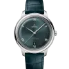 Produktbilde av Omega De Ville Prestige Co-Axial Master Chronometer 40MM med grønn urskive på grønn skinnrem. Ref. O43413402010001.