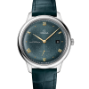 Produktbilde av Omega De Ville Prestige Co-Axial Master Chronometer Small Seconds 41MM med grønn urskive på grønn skinnrem. Ref. O43413412010001.