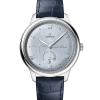 Produktbilde av Omega De Ville Prestige Co-Axial Master Chronometer Power Reserve 41MM med blå urskive på blå skinnrem. Ref. O43413412103001.