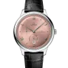 Produktbilde av Omega De Ville Prestige Co-Axial Master Chronometer Power Reserve 41MM med rosa urskive og sort skinnrem. Ref. O43413412110001.