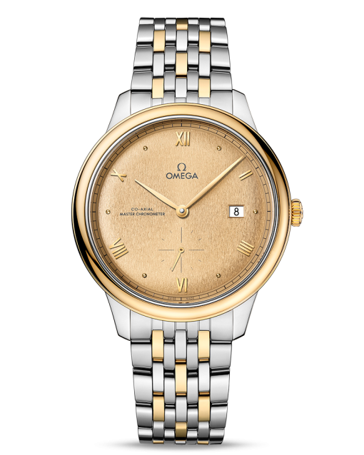 Produktbilde av Omega De Ville Prestige Co-Axial Master Chronometer Small Seconds 41MM med gullfarget urskive på stållenke. Ref. O43420412008001.