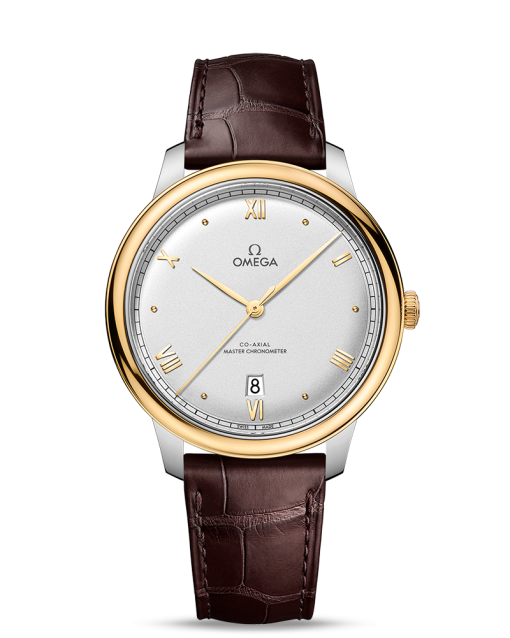 Produktbilde av Omega De Ville Prestige Co-Axial Master Chronometer 40MM med sølv urskive på brun skinnrem. Ref. O43423402002002.