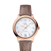 Produktbilde av Omega De Ville Prestige Co-Axial Master Chronometer 34MM med perlemor urskive på brun skinnrem. Ref. O43453342055001.