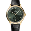 Omega De Ville Prestige Co-Axial Master Chronometer Power Reserve 41MM i gult gull-kasse og grønn tallskive med sort skinnrem. Referanse: 434.53.41.21.10.001