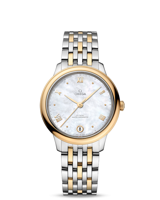 Produktbilde av Omega De Ville Prestige Co-Axial Master Chronometer 34MM med perlemor og stållenke. Ref. O43420342005002.