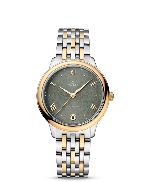 Produktbilde av Omega De Ville Prestige Co-Axial Master Chronometer 34MM med grønn urskive og stållenke. Ref. O43420342010001.