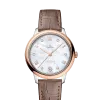 Produktbilde av Omega De Ville Prestige Co-Axial Master Chronometer 34MM med perlemor urskive og brun skinnrem. Ref. O43423342055001.