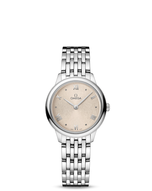 Produktbilde av Omega De Ville Prestige Quartz 27.5MM med champagne urskive og stållenke. Ref. O43410286009001.