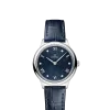 Produktbilde av Omega De Ville Prestige Quartz 27.5MM blå urskive og blå skinnrem. Ref. O43413286053002.