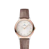 Produktbilde av Omega De Ville Prestige Quartz 27.5MM med hvit urskive og brun skinnrem. Ref. O43423286052001.