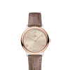 Produktbilde av Omega De Ville Prestige Quartz 27.5MM med champagne urskive og brun skinnrem. Ref. O43423286059001.