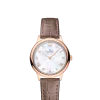 Produktbilde av Omega De Ville Prestige Quartz 27.5MM med hvit, perlemor og brun skinnrem. Ref. O43453286055001.