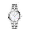 Produktbilde av Omega De Ville Prestige Quartz 30MM med hvit, perlemor urskive og stållenke. Ref. O43410306005001.