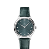 Produktbilde av Omega De Ville Prestige Quartz 30MM med grønn urskive og grønn skinnrem. Ref. O43413306060001.