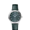 Produktbilde av Omega De Ville Prestige Quartz 30MM med grønn urskive og grønn skinnrem. Ref. O43413306060001.