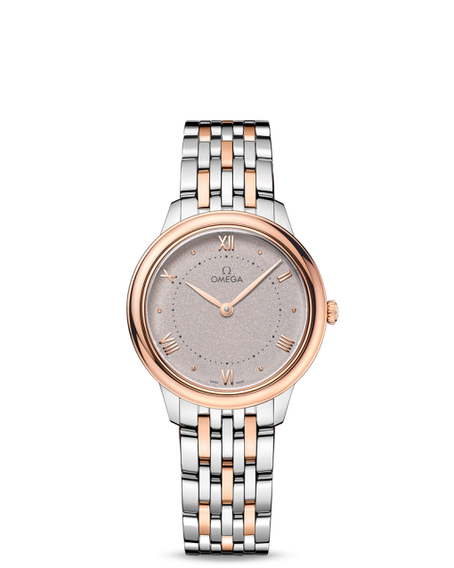 Produktbilde av Omega De Ville Prestige Quartz 30MM med grå urskive og stållenke. Ref. O43420306002001.
