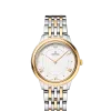 Produktbilde av Omega De Ville Prestige Quartz 30MM med hvit urskive og stållenke. Ref. O43420306002002.