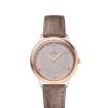 Produktbilde av Omega De Ville Prestige Quartz 30MM med grå urskive og brun skinnrem. Ref. O43423306052001.