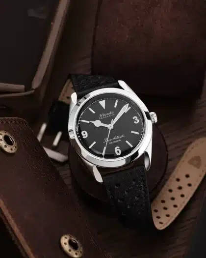 Nivada Grenchen Super Antarctic 3. 6. 9. Black No Vintage Effect - White Luminous - 38mm - Bilde 9