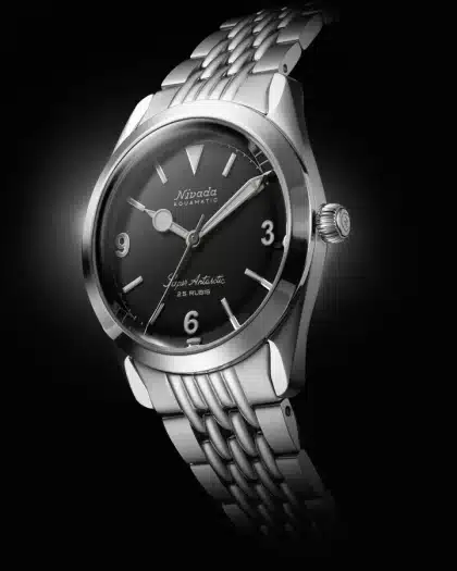 Nivada Grenchen Super Antarctic 3. 6. 9. Black No Vintage Effect - White Luminous - 38mm - Bilde 7