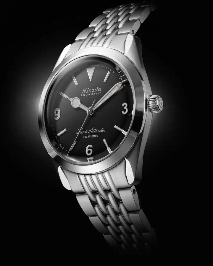 Nivada Grenchen Super Antarctic 3. 6. 9. Black No Vintage Effect - White Luminous - 38mm - Bilde 7