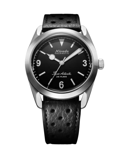 Nivada Grenchen Super Antarctic 3. 6. 9. Black No Vintage Effect - White Luminous - 38mm - Bilde 14