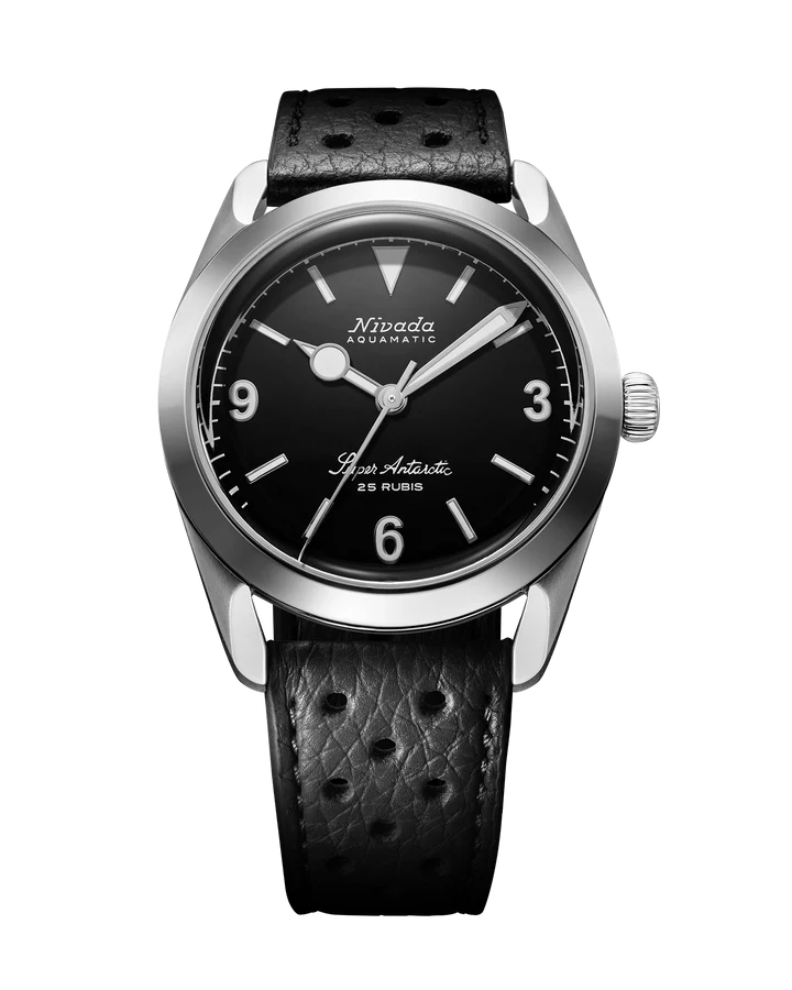 Nivada Grenchen Super Antarctic 3. 6. 9. Black No Vintage Effect - White Luminous - 38mm - Bilde 14