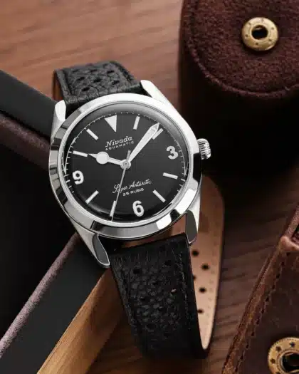 Nivada Grenchen Super Antarctic 3. 6. 9. Black No Vintage Effect - White Luminous - 38mm - Bilde 10