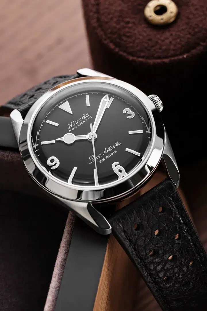 Nivada Grenchen Super Antarctic 3. 6. 9. Black No Vintage Effect - White Luminous - 38mm - Bilde 12
