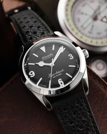 Nivada Grenchen Super Antarctic 3. 6. 9. Black No Vintage Effect - White Luminous - 38mm - Bilde 4