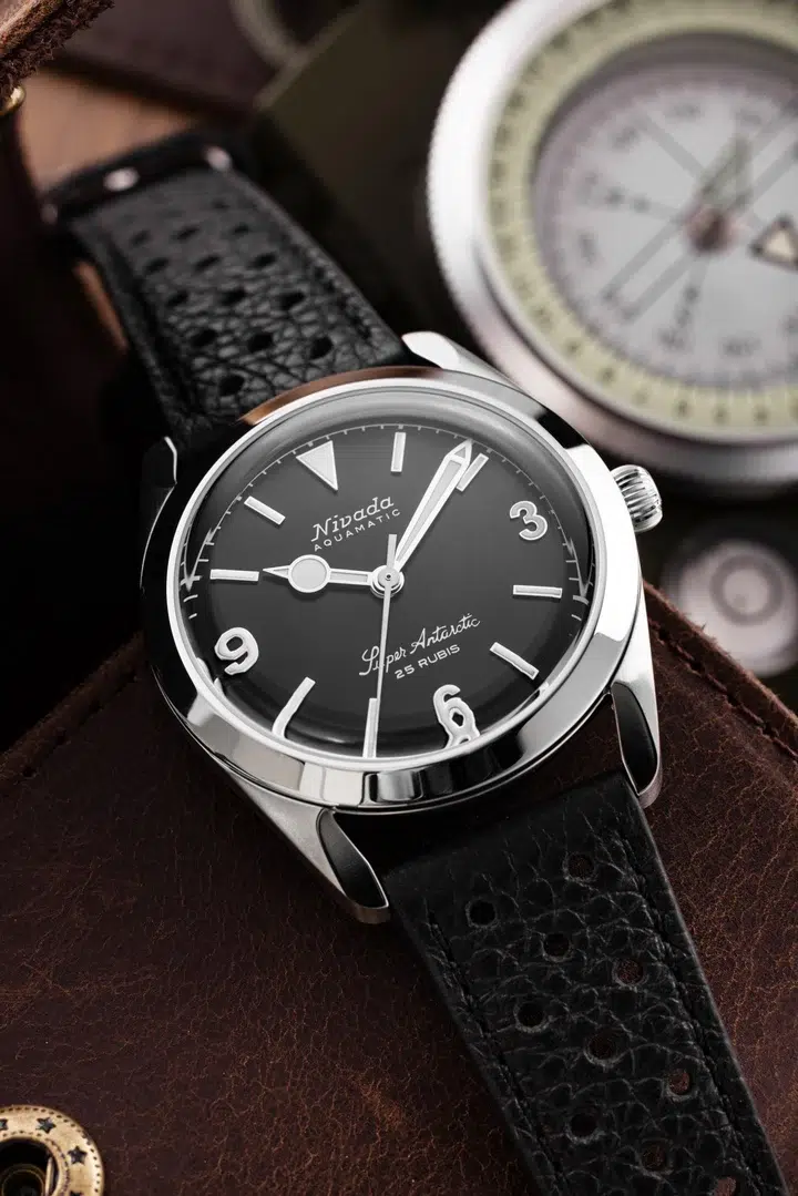 Nivada Grenchen Super Antarctic 3. 6. 9. Black No Vintage Effect - White Luminous - 38mm - Bilde 4